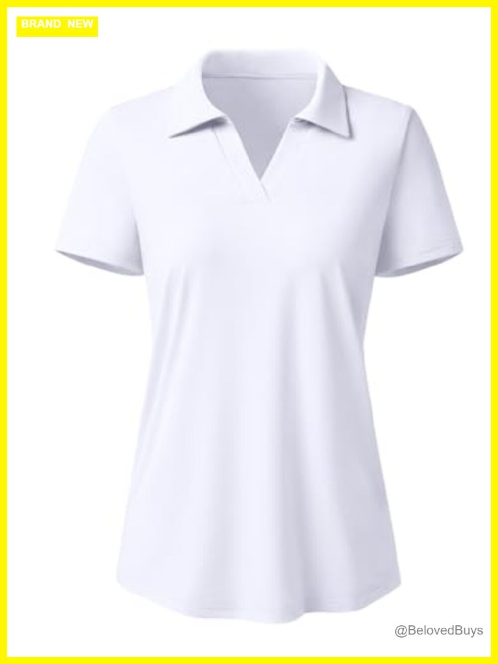 Women's V-Neck Polo Shirt Golf Top Short Sleeve Moisture Wicking UPF 50+